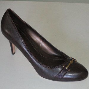 Ann Taylor Womens Brown Leather Brass Horsebit Pump Shoe - Size 10M